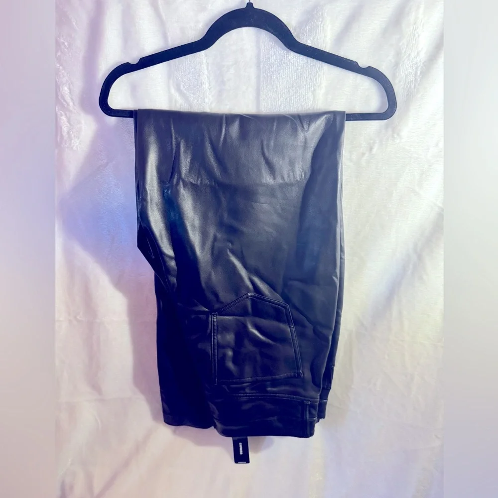 EXPRESS Black Faux Leather Wide Leg Pants - Picture 5 of 9